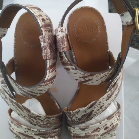 Chloe Candice Snake-PrintAnkle-Wrap Sandals